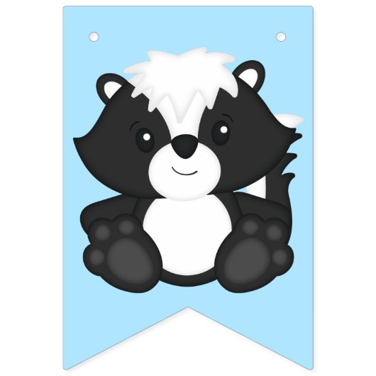 Bannière À Fanions Skunk Anniversaire Party Blue (Premier drapeau)