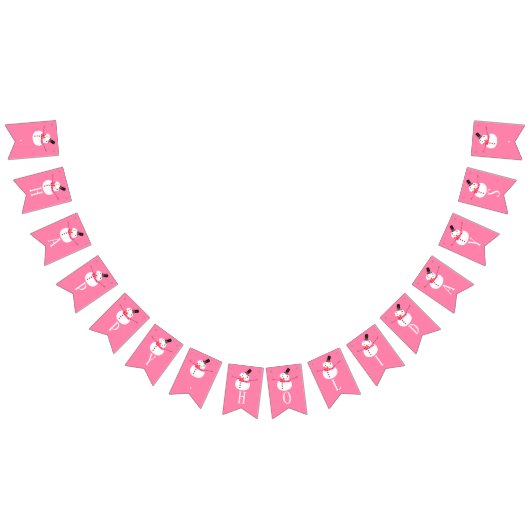 Bannière À Fanions Snowman rose, Joyeuses Fêtes (Tout)