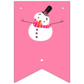 Bannière À Fanions Snowman rose, Joyeuses Fêtes (Premier drapeau)