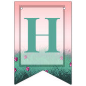 Bannière À Fanions Soirée d'anniversaire rose et vert clair (Deuxième drapeau)