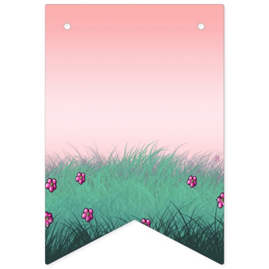 Bannière À Fanions Soirée d'anniversaire rose et vert clair (Premier drapeau)