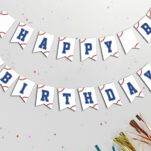 Bannière À Fanions Soirée de baseball Pinstripe Bonne fête d'annivers