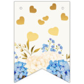Bannière À Fanions Soirée de mariage Golden Blue Yellow Floral (Deuxième drapeau)