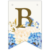 Bannière À Fanions Soirée de mariage Golden Blue Yellow Floral (Troisième drapeau)