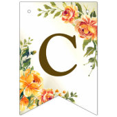 Bannière À Fanions Soirée de Mariage Orange Jaune Rouge Floral (Premier drapeau)