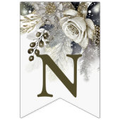 Bannière À Fanions Soirée de mariage Silver Golden White Roses (Troisième drapeau)