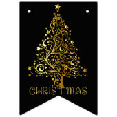 Bannière À Fanions Soirée Joyeux Noël Noir Or Elégant (Troisième drapeau)