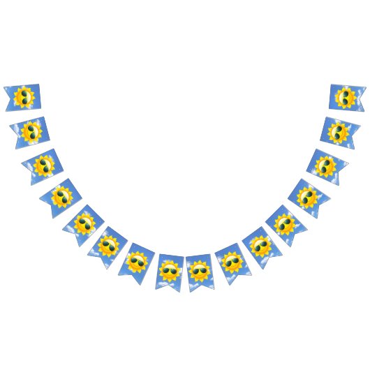 Bannière À Fanions soleil heureux avec lunettes de soleil (Tout)