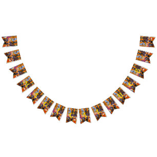 Bannière À Fanions sorcière assistant chatte lune bloomstick