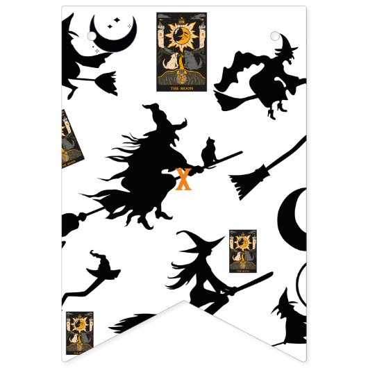 Bannière À Fanions sorcière assistant chatte lune bloomstick (Premier drapeau)