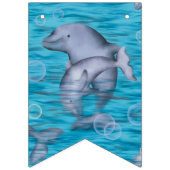 Bannière À Fanions Sous La Mer Avec Dauphins Anniversaire (Premier drapeau)