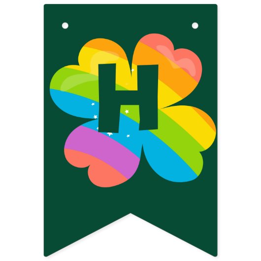 Bannière À Fanions St. Patrick's Birthday Rainbow Clover Green Irish (Deuxième drapeau)