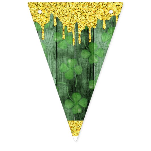 Bannière À Fanions St. Patrick's Day Shamrocks Glitter Gold Drips (Deuxième drapeau)