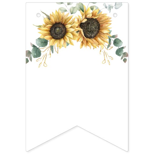 Bannière À Fanions Sunflower Eucalyptus Fête des mariées Boho verte (Premier drapeau)