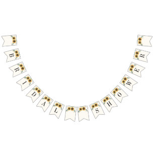 Bannière À Fanions Sunflower Eucalyptus Fête des mariées Boho verte