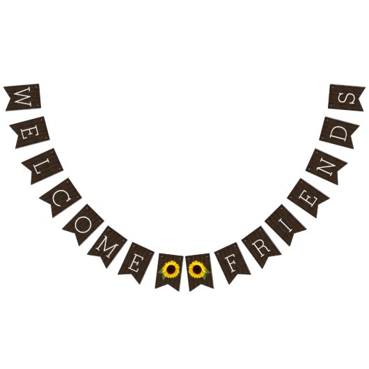 Bannière À Fanions Sunflower Rustic Country Mariage de grange Bienven (Tout)