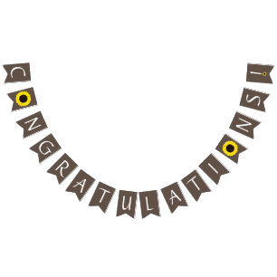 Bannière À Fanions Sunflowers Country Graduation Party Brown