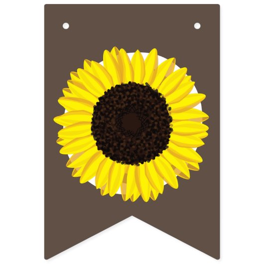 Bannière À Fanions Sunflowers Country Graduation Party Brown (Deuxième drapeau)