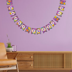 Bannière À Fanions Sweet sixteen heureux coloré de Paisley