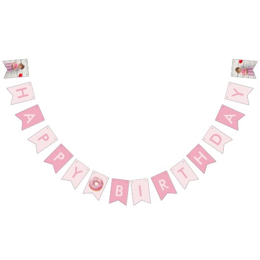 Bannière À Fanions Sweet Time Pastel Pink Donut Anniversaire (Tout)