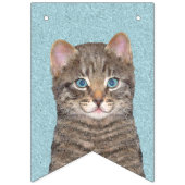Bannière À Fanions Tabby Gris Peinture Chat - Cute Original Art Chat (Troisième drapeau)
