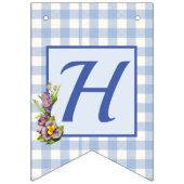 Bannière À Fanions Teddy Bear Blue En vichy Joyeux anniversaire (Deuxième drapeau)