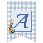 Bannière À Fanions Teddy Bear Blue En vichy Joyeux anniversaire (Troisième drapeau)