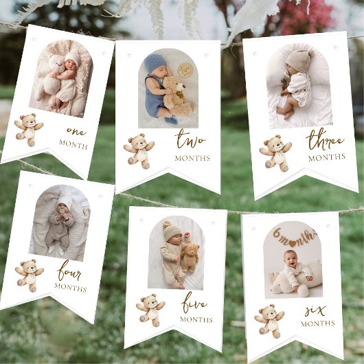 Bannière À Fanions Teddy Bear First Birthday Photo Party