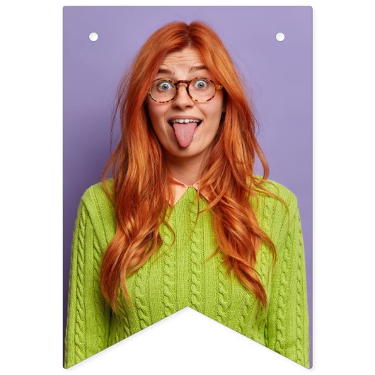 Bannière À Fanions Tête personnalisée Visage amusant Photo d'annivers (Premier drapeau)