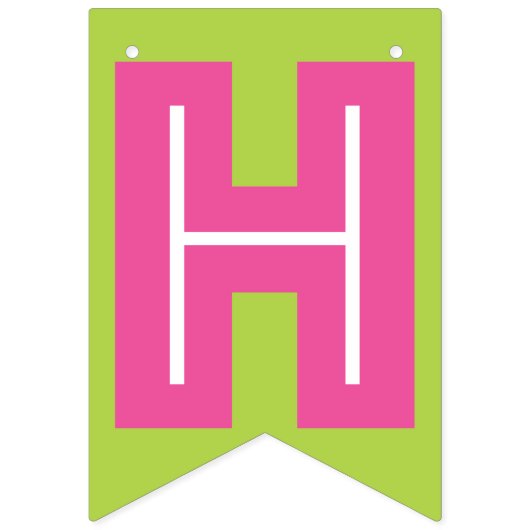 BANNIÈRE À FANIONS TEXTE ROSE SOMBRE & COULEUR VERTE LIME ☆ HEUREUSE (Deuxième drapeau)