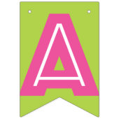 BANNIÈRE À FANIONS TEXTE ROSE SOMBRE & COULEUR VERTE LIME ☆ HEUREUSE  (Troisième drapeau)
