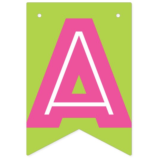 BANNIÈRE À FANIONS TEXTE ROSE SOMBRE & COULEUR VERTE LIME ☆ HEUREUSE  (Troisième drapeau)