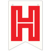 BANNIÈRE À FANIONS TEXTE ROUGE, BKGD BLANC, ÉTOILES BLEUES ☆ HEUREUX (Deuxième drapeau)