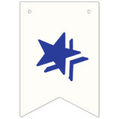 BANNIÈRE À FANIONS TEXTE ROUGE, BKGD BLANC, ÉTOILES BLEUES ☆ HEUREUX (Premier drapeau)