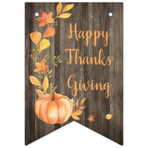 Bannière À Fanions Thanksgiving rustique de récolte d'automne de