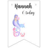 Bannière À Fanions Thème Anniversaire Fille Sirène (Premier drapeau)