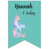 Bannière À Fanions Thème Anniversaire Fille Sirène (Troisième drapeau)