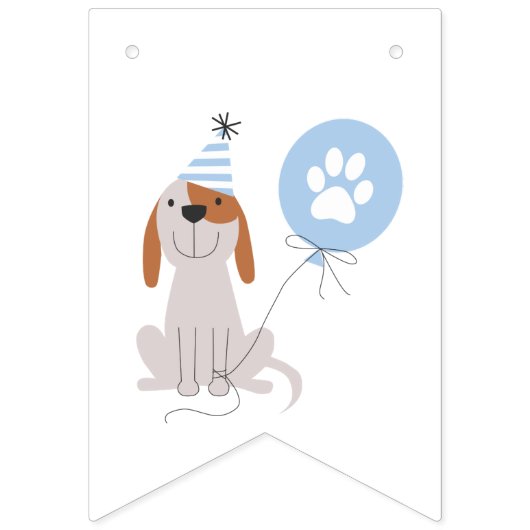 Bannière À Fanions Thème Chien Bleu Bonne fête d'anniversaire (Premier drapeau)