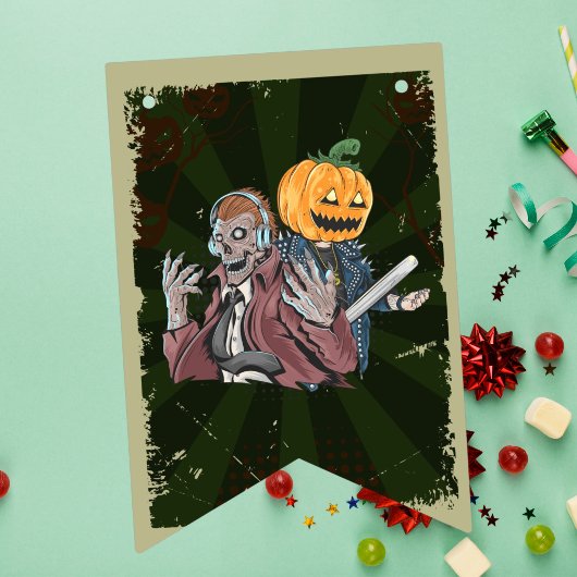 Bannière À Fanions Thème Costume Halloween vintage Anniversaire