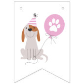Bannière À Fanions Thème de chien rose joyeuse fête d'anniversaire (Premier drapeau)