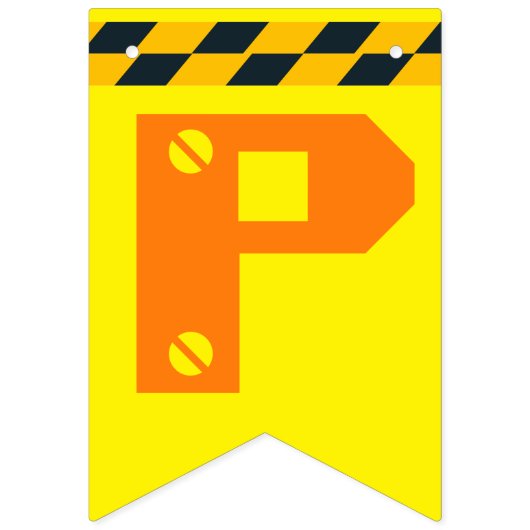 Bannière À Fanions Thème de construction mignonne Fête d'anniversaire (Troisième drapeau)