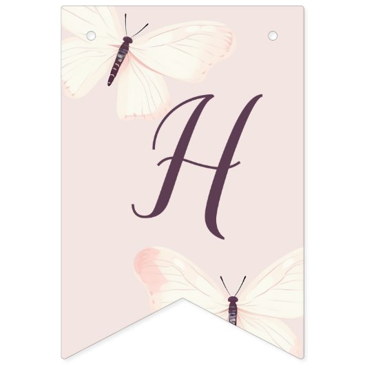 Bannière À Fanions Thème Papillon Anniversaire (Deuxième drapeau)