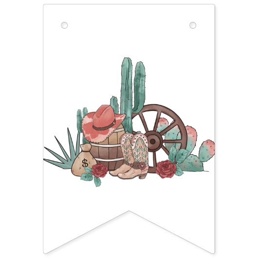 Bannière À Fanions Thème Rodeo | Anniversaire (Deuxième drapeau)