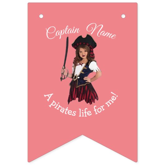 Bannière À Fanions Thème rose Pirate Girl (Premier drapeau)