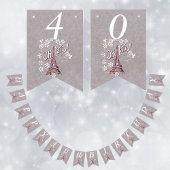 Bannière À Fanions Tour Eiffel Blanc Fleurs de marguerite Gris Annive