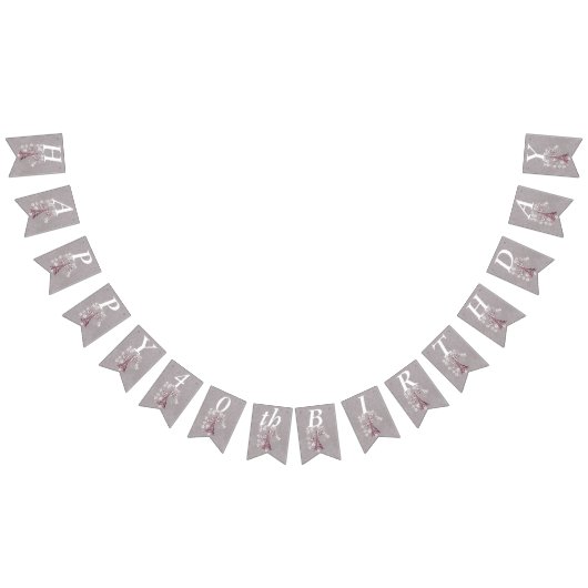 Bannière À Fanions Tour Eiffel Blanc Fleurs de marguerite Gris Annive (Tout)