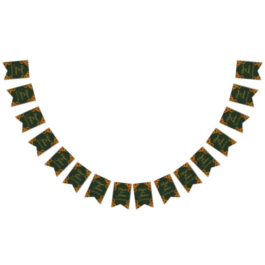 Bannière À Fanions Tournesol Mariage Forêt verte et or (Tout)