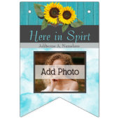 Bannière À Fanions Tournesol Mariage rustique Turquoise en bois gris  (Deuxième drapeau)