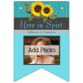 Bannière À Fanions Tournesol Mariage rustique Turquoise en bois gris  (Troisième drapeau)