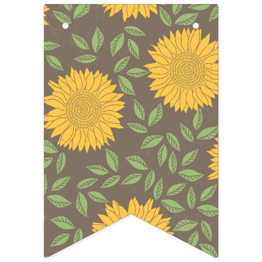 Bannière À Fanions Tournesol Vert Feuilles Jolies Fleurs naturelles (Premier drapeau)